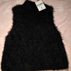 Forever 21 Black Fuzzy Tank Top